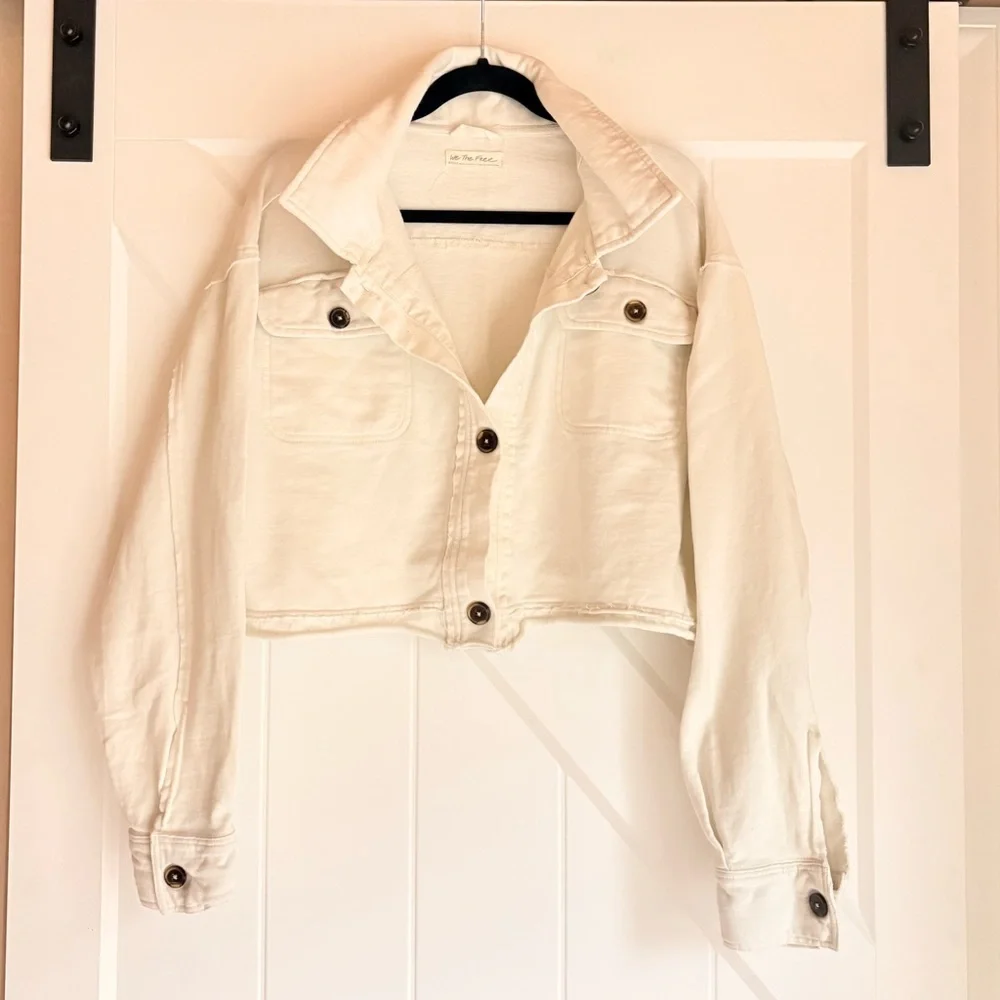 Free People "We The Free" Saturday Cropped Shacket Size M - Picture 1 of 8